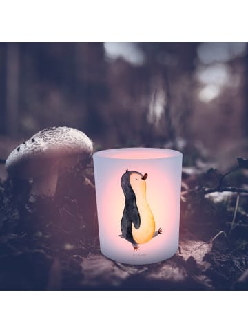 Mr. & Mrs. Panda Windlicht aus Glas Pinguin mHerzieren ohne Spruch in Transparent