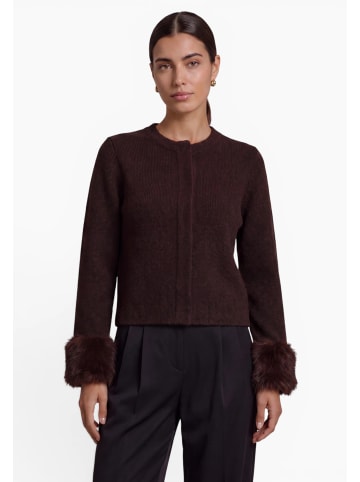 Zero  Strick-Cardigan mit Plüsch in Black Coffee Melange