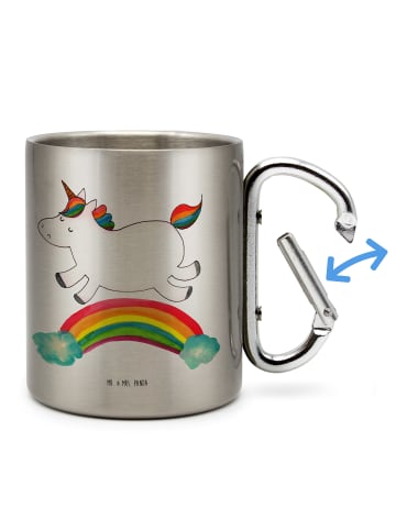 Mr. & Mrs. Panda Edelstahltasse Einhorn Regenbogen ohne Spruch in Silber