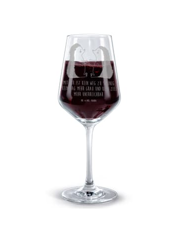 Mr. & Mrs. Panda Rotweinglas Igel Liebe mit Spruch in Transparent