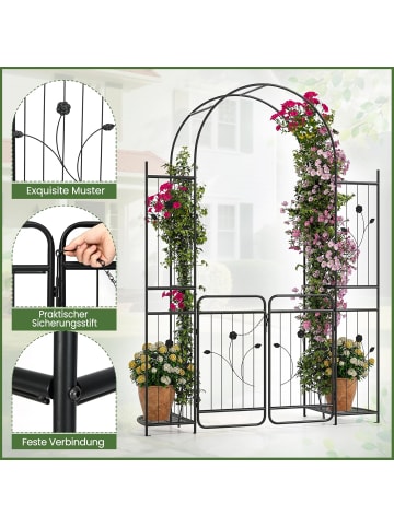 COSTWAY Rosenbogen mit Tür 163x50x220cm in Schwarz