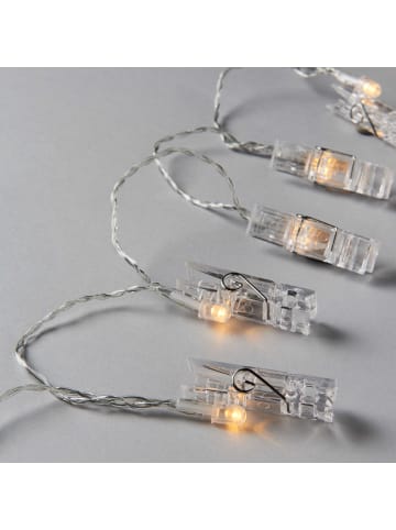 Butlers LED-Klammern 10 Lichter mit USB-Batteriefach CLIP ART in Transparent