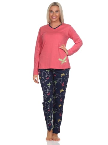 NORMANN Langarm Schlafanzug Pyjama Schmetterling Motiv - 84759 in rot