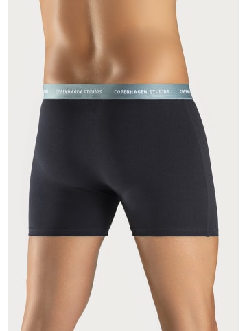 Copenhagen Studios Langer Boxer in schwarz-blau / schwarz-salbei / schwarz-grau