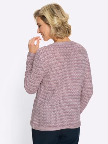 Sieh an! Rundhals-Pullover in mauve-ecru-gemustert