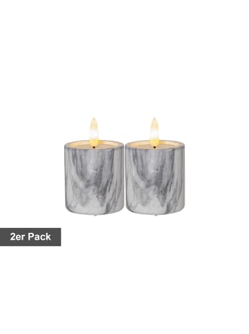 STAR Trading 2er Set Votivkerzen ,Flamme Marble, LED, Marmor-Optik, Batterie und T