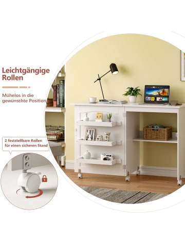 COSTWAY 2 in 1 Nähtisch Beistelltisch klappbar in Weiß