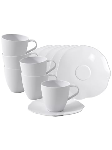 Villeroy & Boch 6er Set Kaffeetassen mit Untertassen Pura 150 ml in weiß