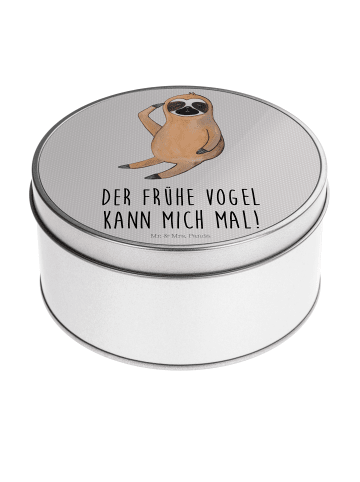 Mr. & Mrs. Panda Dose Faultier Vogel mit Spruch in Grau Pastell