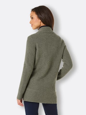 creation L Kaschmir-Merino-Strickjacke in khaki-meliert