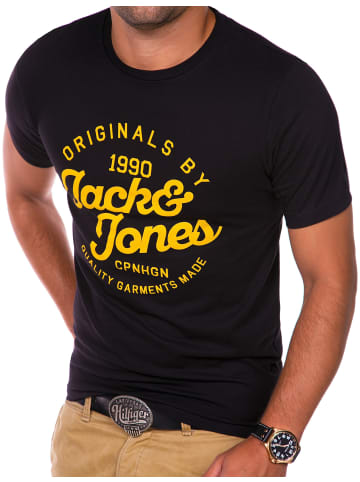 Jack & Jones T-Shirt - JJJORMIXTEE mit Print O-Neck in Schwarz-Gelb