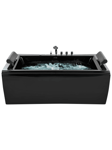 Beliani Whirlpool Badewannen MONTEGO in Schwarz/Silber - (W) 83 x (H) 86 x (L) 172 cm