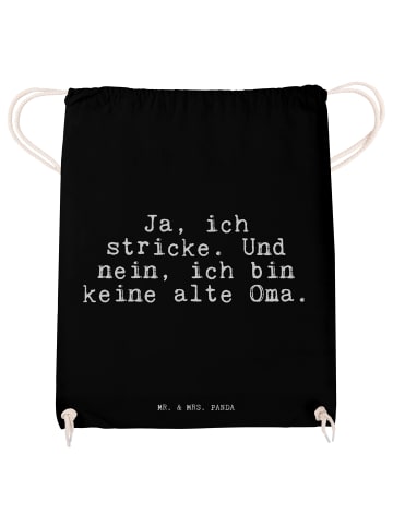 Mr. & Mrs. Panda Jutebeutel Ja, ich stricke. Und... mit Spruch in Schwarz