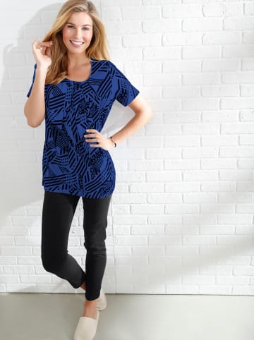 Sieh an! Longshirt in blau-gemustert