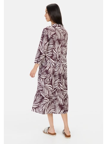 Camel Active Mittellanges Sommerkleid mit Allover-Print in AOP braun/weiß