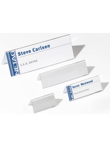 Durable Tischnamensschild 61/122x150 transparent Packung mit 10 Stück