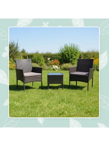 relaxdays 3-tlg. Gartenmöbel-Set "Rattan" in Schwarz