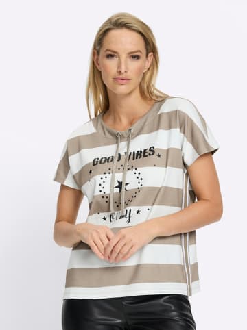 Heine Shirt in weiß-sesam-geringelt