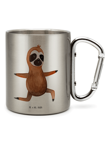 Mr. & Mrs. Panda Thermobecher Faultier Yoga ohne Spruch in Silber