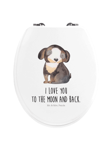 Mr. & Mrs. Panda Toilettendeckel Hund Entspannen mit Spruch in Weiß