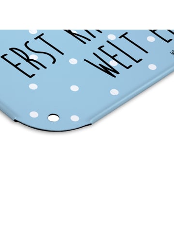 Mr. & Mrs. Panda Metallschild Bär Kaffee mit Spruch in Blau Pastell