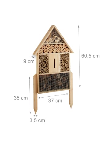 relaxdays Insektenhotel in Natur - (B)37 x (H)60,5 x(T)9 cm