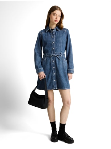 TOM TAILOR Denim Mini-Jeanskleid in Blusenoptik in Clean Mid Stone Blue Denim