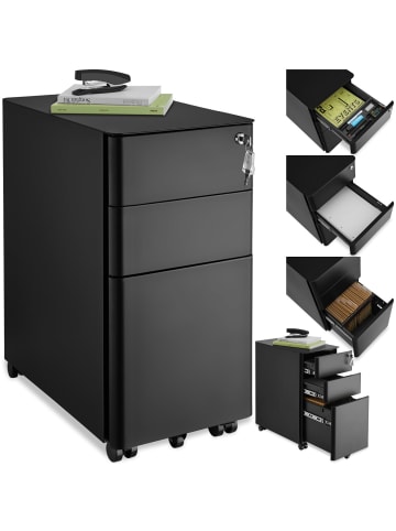 tectake Aktenrollschrank Parvus 30 x 50 x 59,5 cm, schwarz