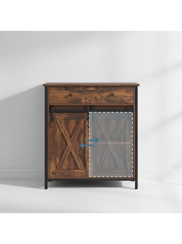 relaxdays Sideboard in Braun/ Schwarz - (B)70 x (H)80 x (T)30 cm