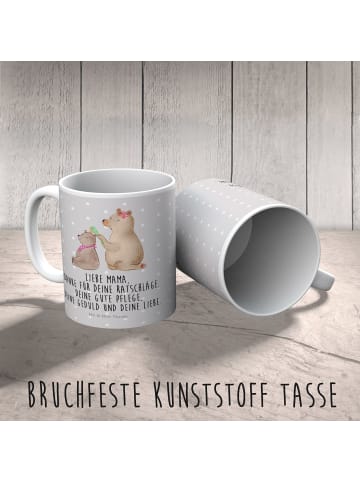Mr. & Mrs. Panda Mehrwegbecher Bär Kind mit Spruch in Grau Pastell
