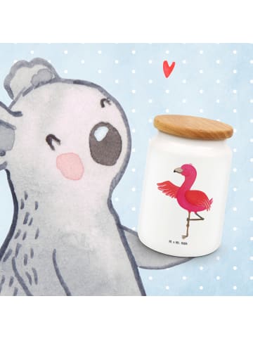 Mr. & Mrs. Panda behälter Flamingo Yoga ohne Spruch in Weiß