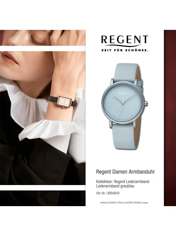 Regent Armbanduhr-Analog graublau mittel (ca. 36mm) Regent Lederarmband