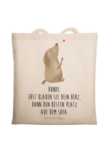 Mr. & Mrs. Panda Tragetasche Hund Liebe mit Spruch in Creme