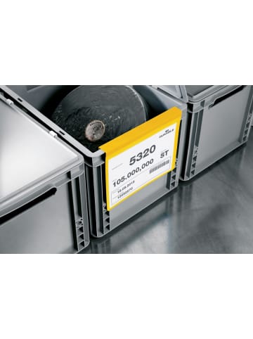 Durable Kennzeichnungstasche mit Falz A5 quer gelb Packung mit 50 Stück