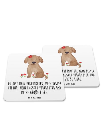 Mr. & Mrs. Panda Untersetzer Set Hund Dame mit Spruch in Weiß