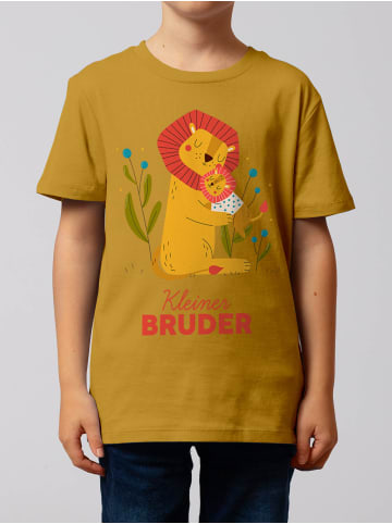 wat? Apparel T-Shirt Löwen Kleiner Bruder in Ocker