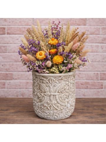 AltoBelli Blumentopf PERUGIA Beige Grau Zement Rund 20x17 cm