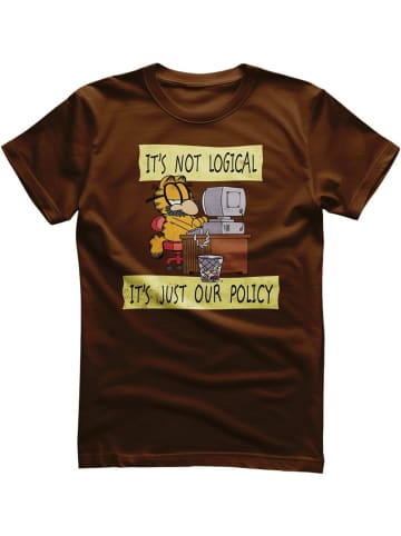 Garfield T-Shirt "It's Not Logical It's Just Our Policy T-Shirt" in Braun