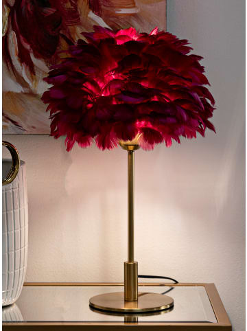 Mauro Ferretti Rote Metall-Tischlampe mit Federn, Ø 30 x 50 cm