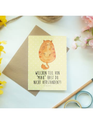 Mr. & Mrs. Panda Grußkarte Katze Mittelfinger mit Spruch in Gelb Pastell