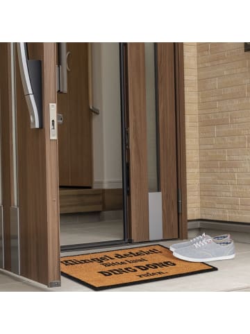 relaxdays Fußmatte DING DONG in Natur/Schwarz - 40 x 60 cm