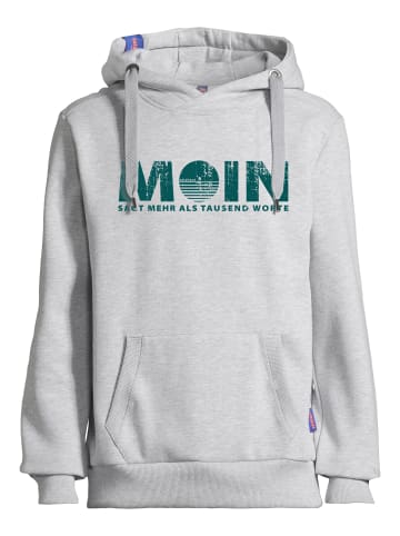 Salzhaut Hoodie HEFF - MOIN sagt mehr als tausend Worte in Grey Melange