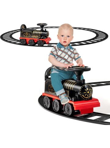 COSTWAY Aufsitz Lokomotive mit Bahn in Schwarz