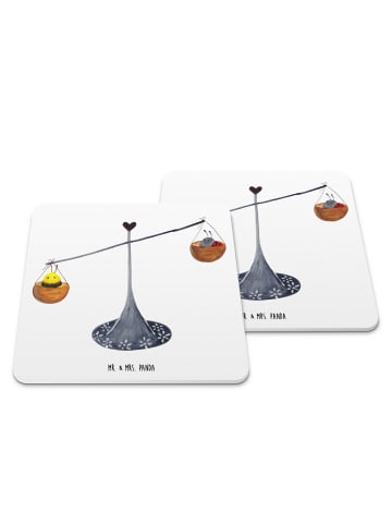 Mr. & Mrs. Panda Coaster Sternzeichen Waage ohne Spruch in Weiß