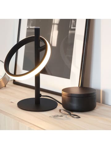 ZMH Tischleuchte LED in schwarz 3000K Warmweiß Ringe Design 6W Schlafzimmerlampe