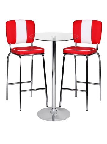 KADIMA DESIGN Stehtisch | Glas, 60x60x105cm, Rund, Silber, Chrom