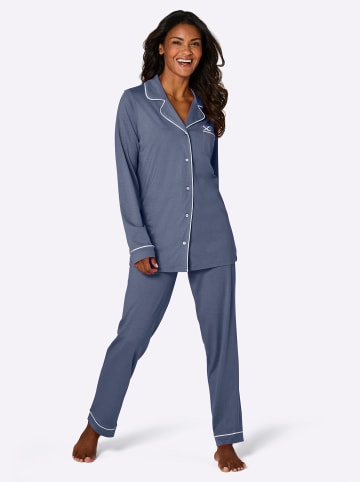 WITT WEIDEN Pyjama in rauchblau-weiß