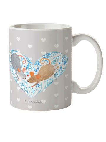 Mr. & Mrs. Panda Mehrwegbecher Mäuse Herz ohne Spruch in Grau Pastell