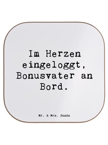 Mr. & Mrs. Panda Untersetzer Bonusvater Herz mit Spruch in Weiß