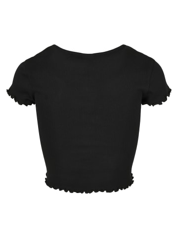 Urban Classics Urban Classics Damen Ladies Cropped Button Up Rib Tee in black